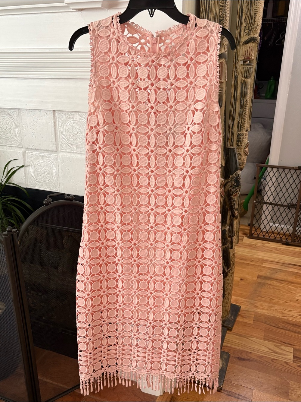 Laundry By Shelli Segal Peach-Pink Crochet Midi Skirt